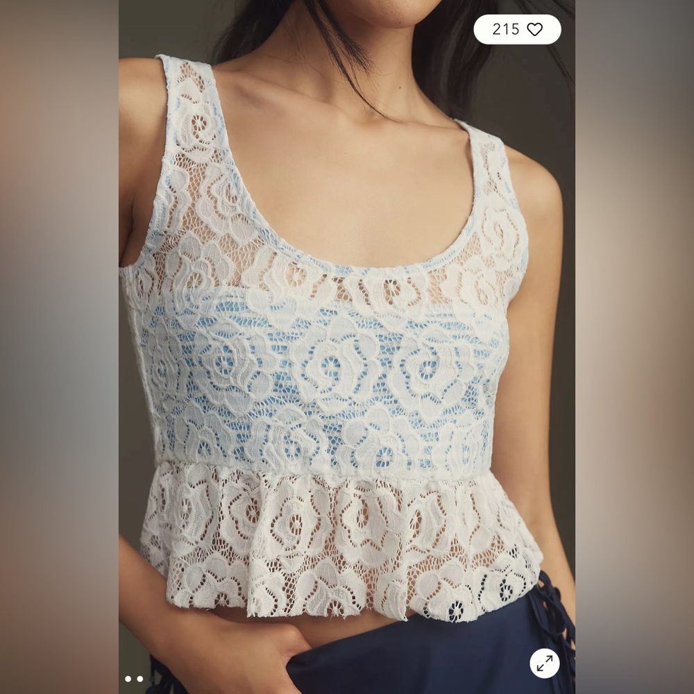 Maeve x Anthropologie Lace Overlay Cropped Top, large and XL, boho chic